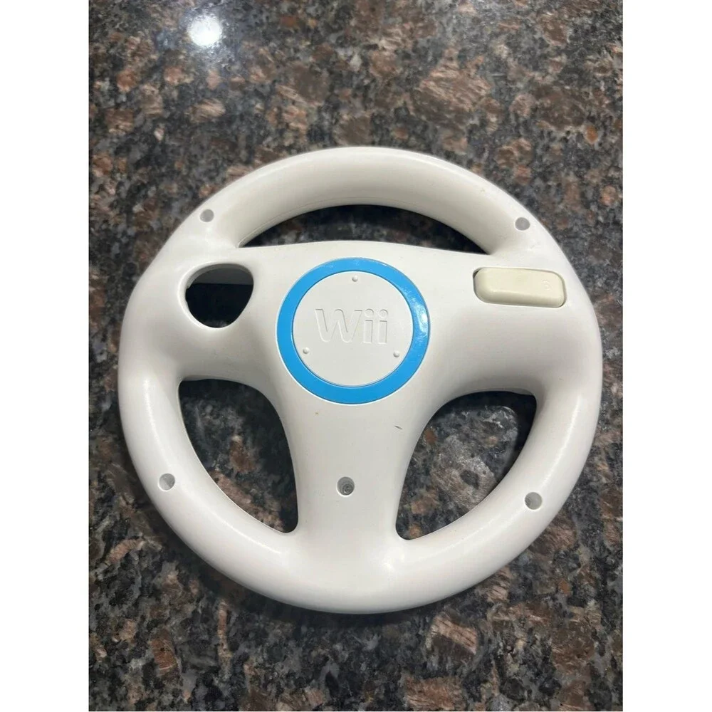 2X Official Nintendo Wii Steering Wheel Mario Kart OEM White RVL-024 Lot of 2